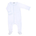 Baby Joy Embroidered Footie- Blue