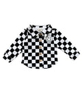 Baby & Kids Cotton Shacket| Smiley Checkered Black