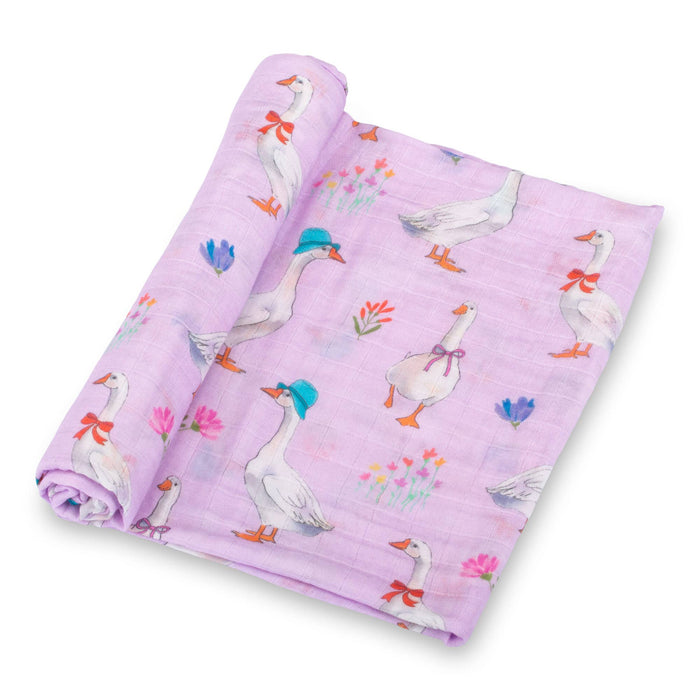 Baby Muslin Swaddle Blanket 47x47 Cute Goose