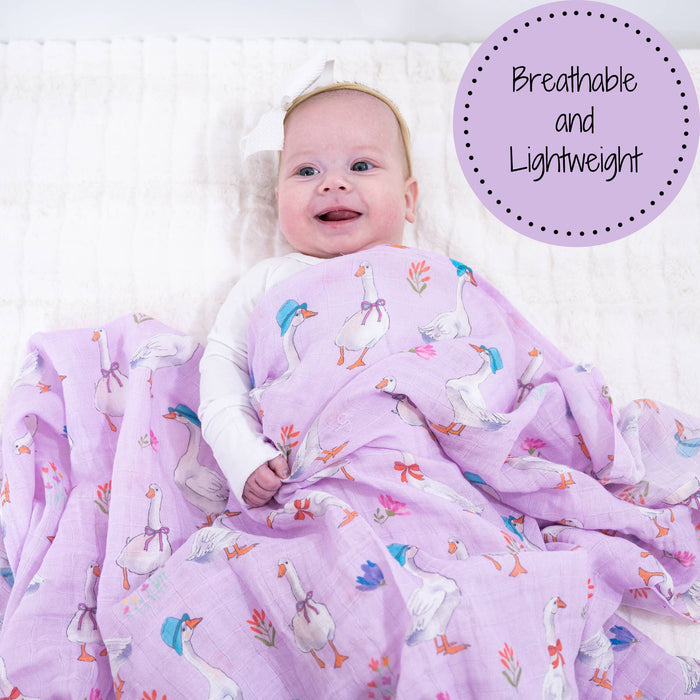 Baby Muslin Swaddle Blanket 47x47 Cute Goose