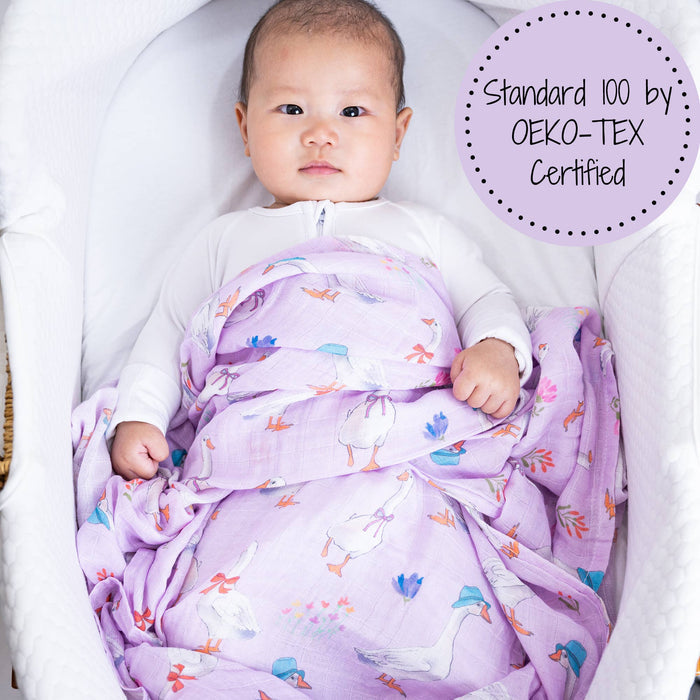 Baby Muslin Swaddle Blanket 47x47 Cute Goose