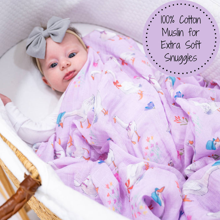 Baby Muslin Swaddle Blanket 47x47 Cute Goose