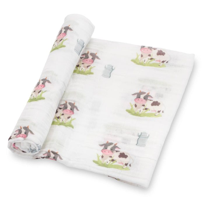 Baby Muslin Swaddle Blanket 47x47 Moo Moo Here