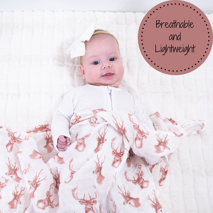 Baby Muslin Swaddle Blanket 47x47 Oh Deer