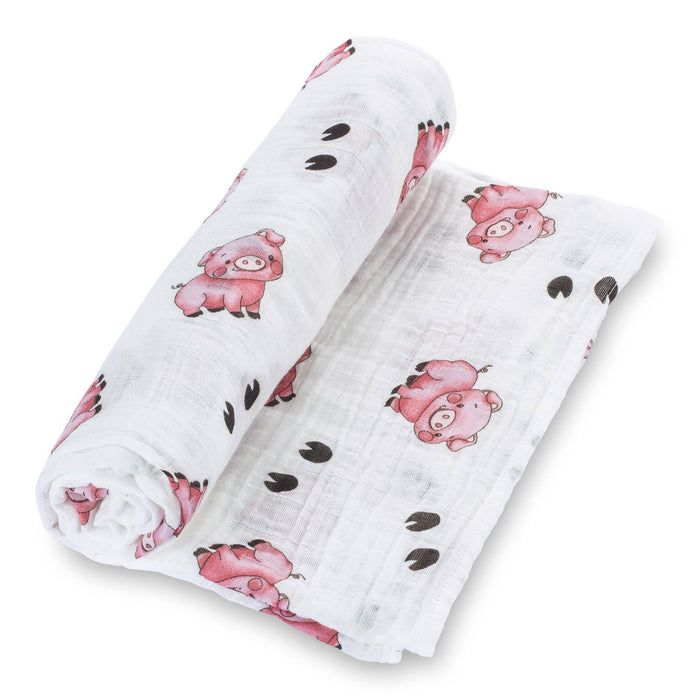 Baby Muslin Swaddle Blanket 47x47 Oink Oink