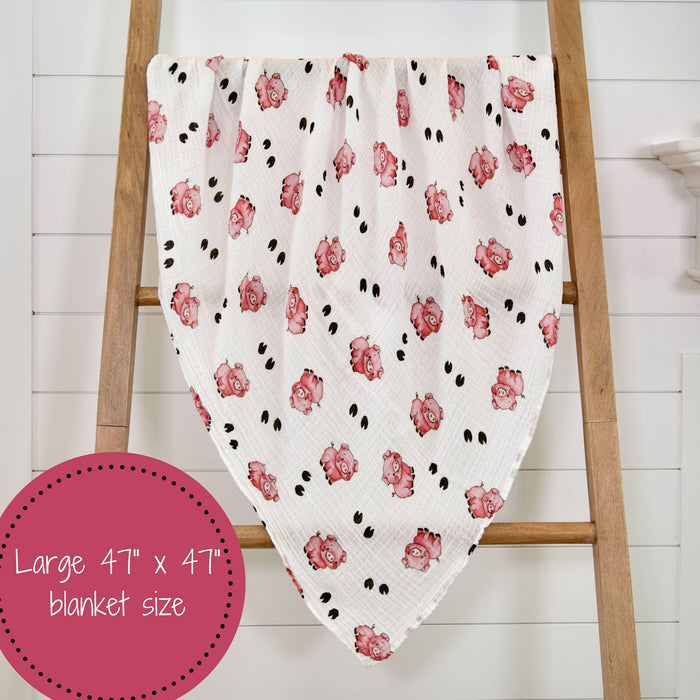 Baby Muslin Swaddle Blanket 47x47 Oink Oink