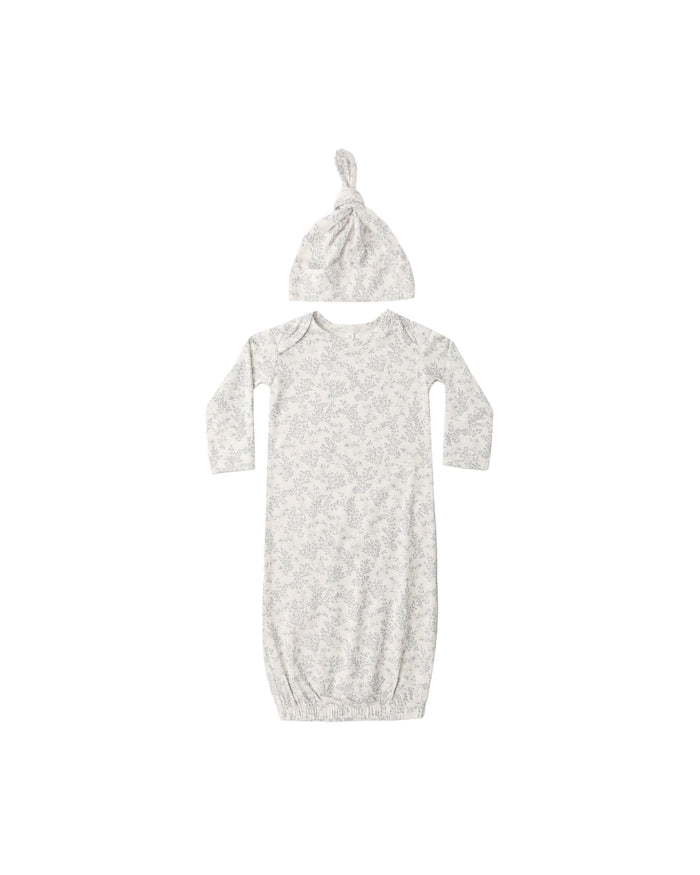 Bamboo Baby Gown + Hat Set- Cloud Floral