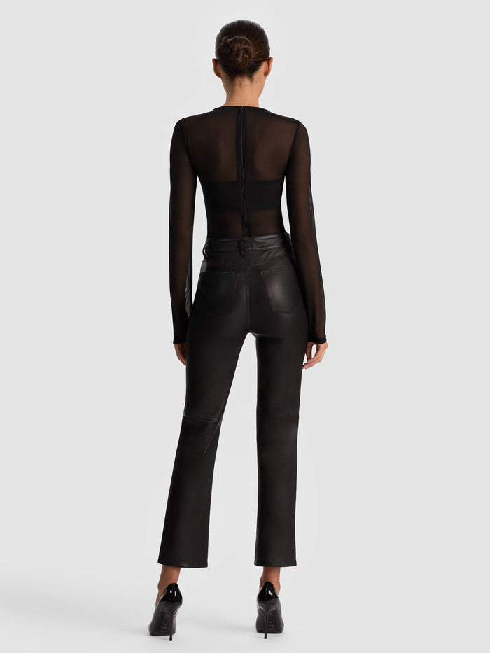 BANDEAU LONG SLEEVE BODYSUIT - BLACK