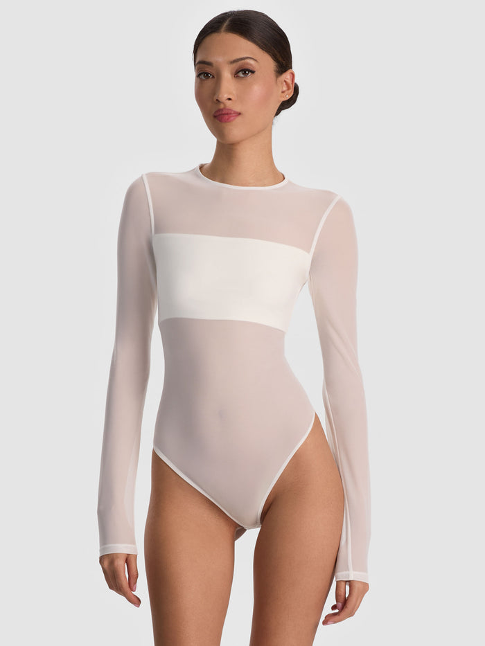 BANDEAU LONG SLEEVE BODYSUIT - OFF WHITE
