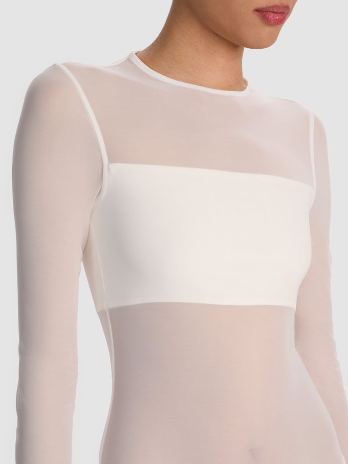 BANDEAU LONG SLEEVE BODYSUIT - OFF WHITE