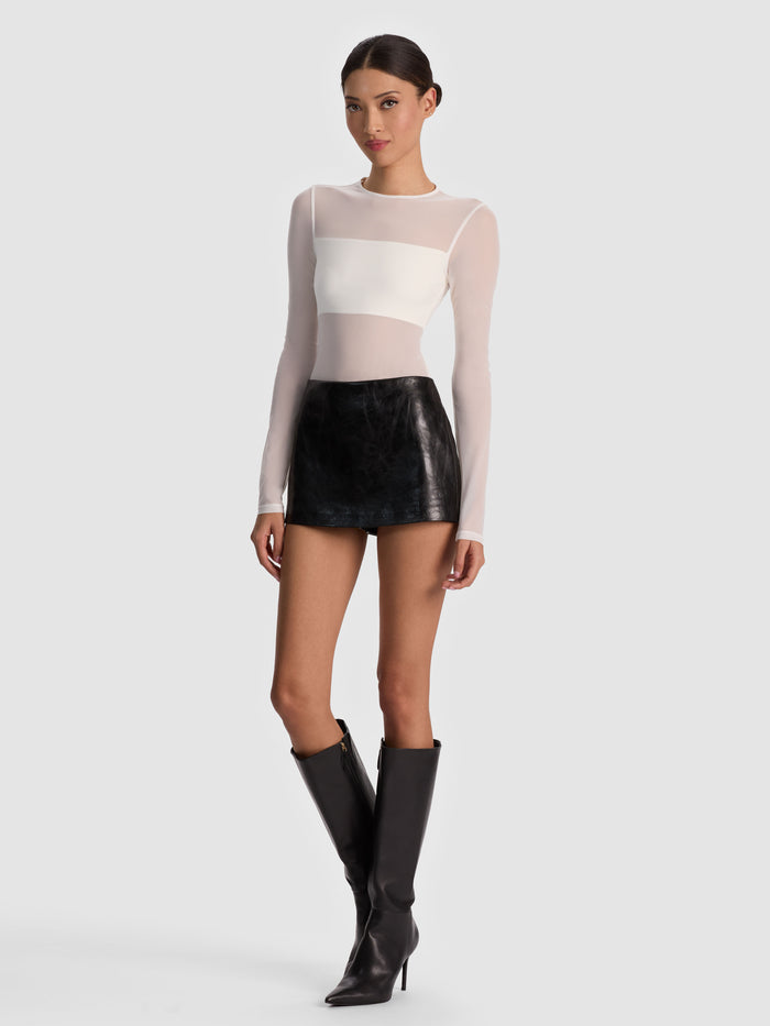 BANDEAU LONG SLEEVE BODYSUIT - OFF WHITE