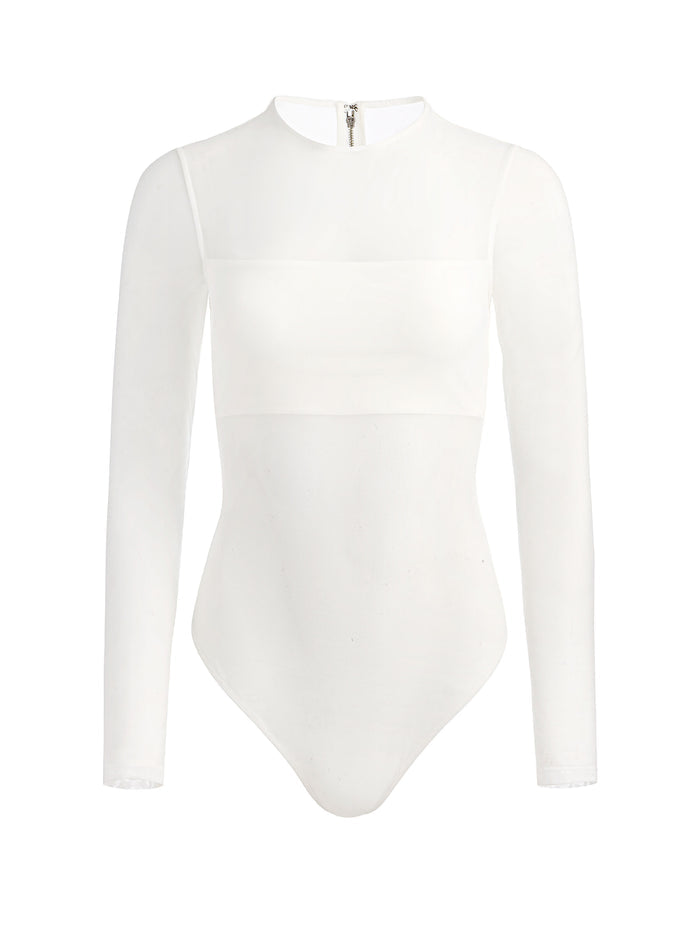 BANDEAU LONG SLEEVE BODYSUIT - OFF WHITE