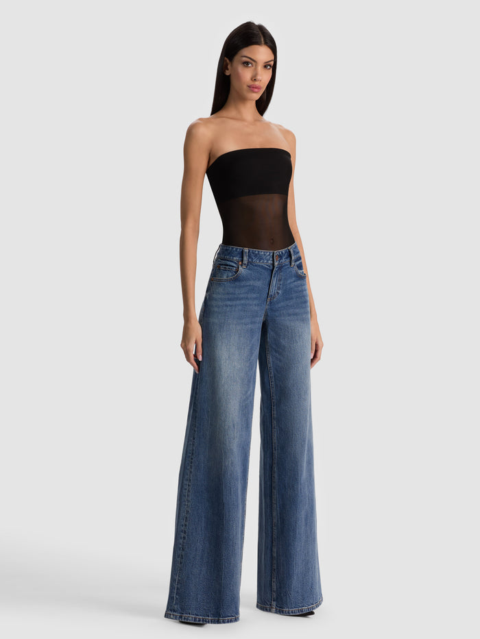 BANDEAU STRAPLESS BODYSUIT - BLACK