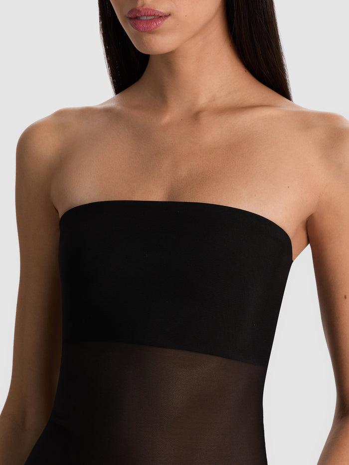 BANDEAU STRAPLESS BODYSUIT - BLACK