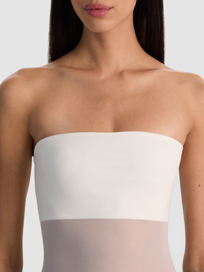 BANDEAU STRAPLESS BODYSUIT - OFF WHITE