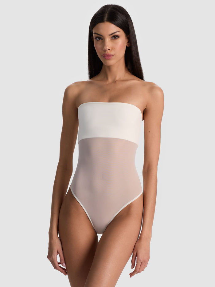 BANDEAU STRAPLESS BODYSUIT - OFF WHITE