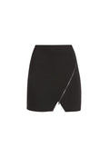 BARBRA ASYMMETRICAL ZIP MINI SKIRT - BLACK