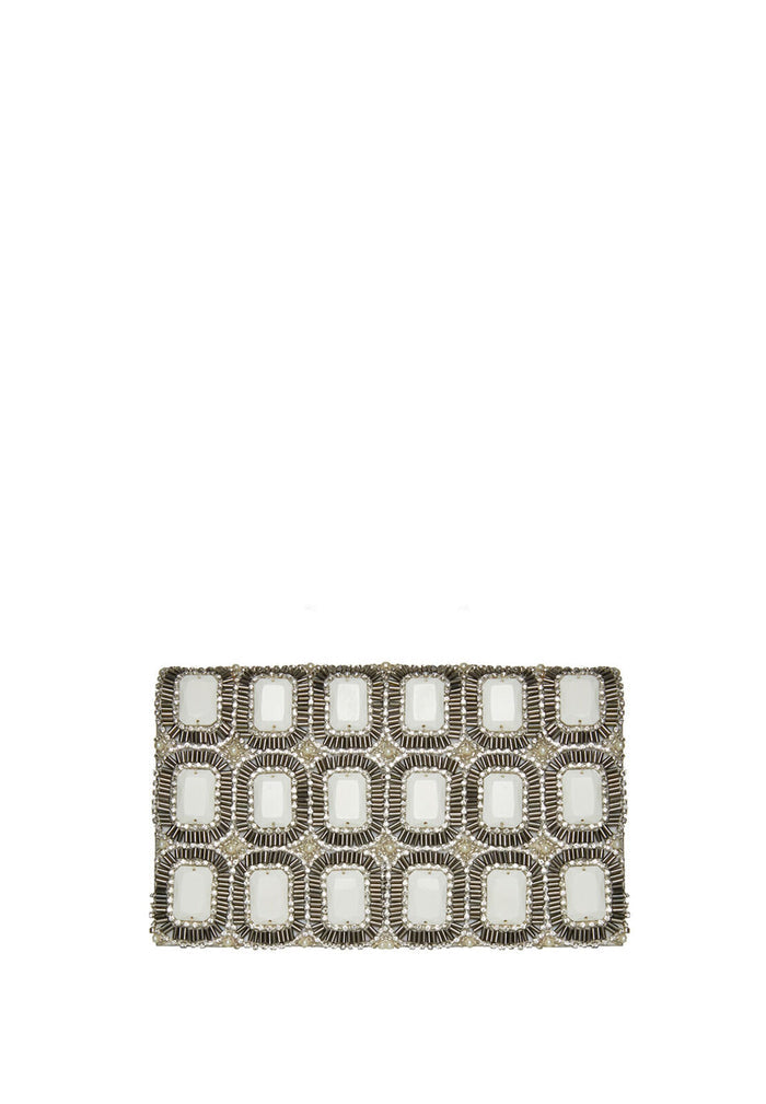 BE BEADED IVRY STN MOTIF CLTCH - IVORY
