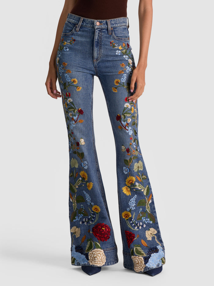 BEAUTIFUL EMBROIDERED JEAN - BROOKLYN BLUE/MULTI