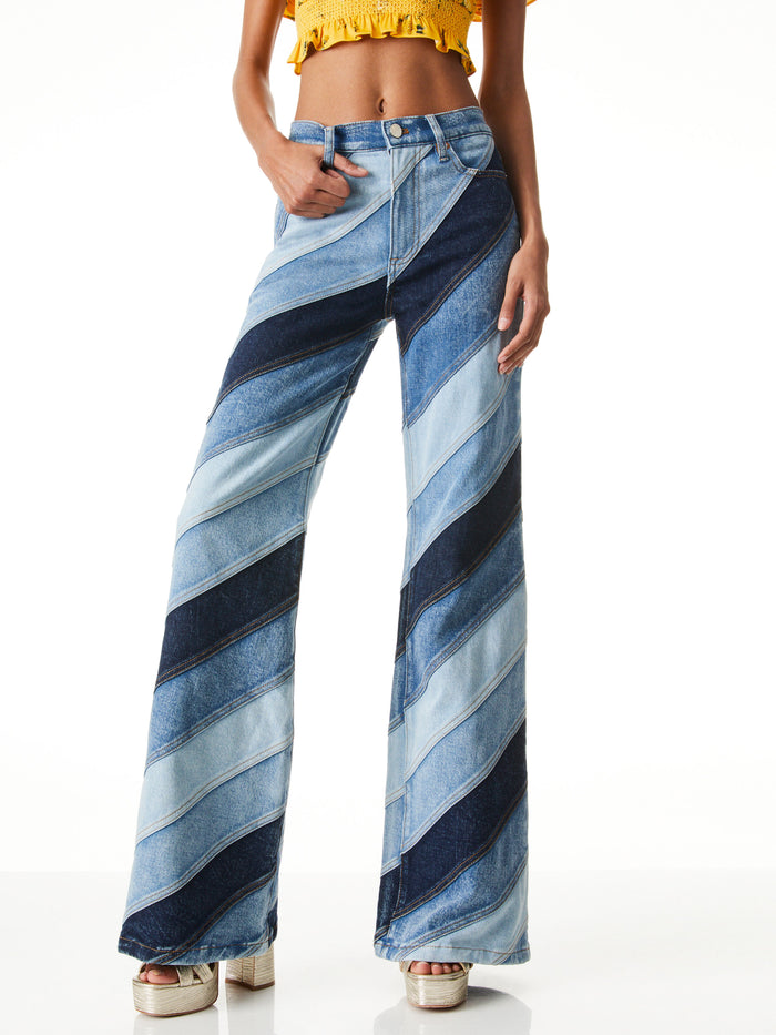 BEAUTIFUL WIDE FLARE JEAN - INDIGO TWIRL PATCHWORK