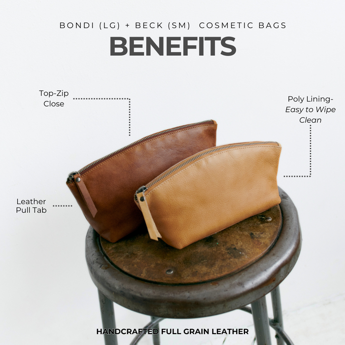 Bondi Leather Cosmetic Bag Lg - Latico Leathers