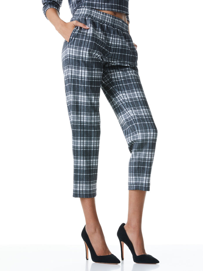 BENNY TAPERED PULL UP PANT - CHARCOAL PLAID