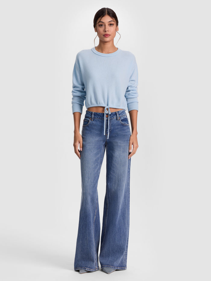 BERNETTA CROPPED CASHMERE PULLOVER - CAROLINA BLUE