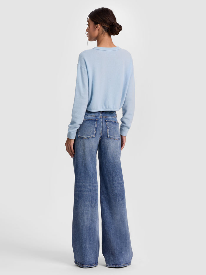 BERNETTA CROPPED CASHMERE PULLOVER - CAROLINA BLUE