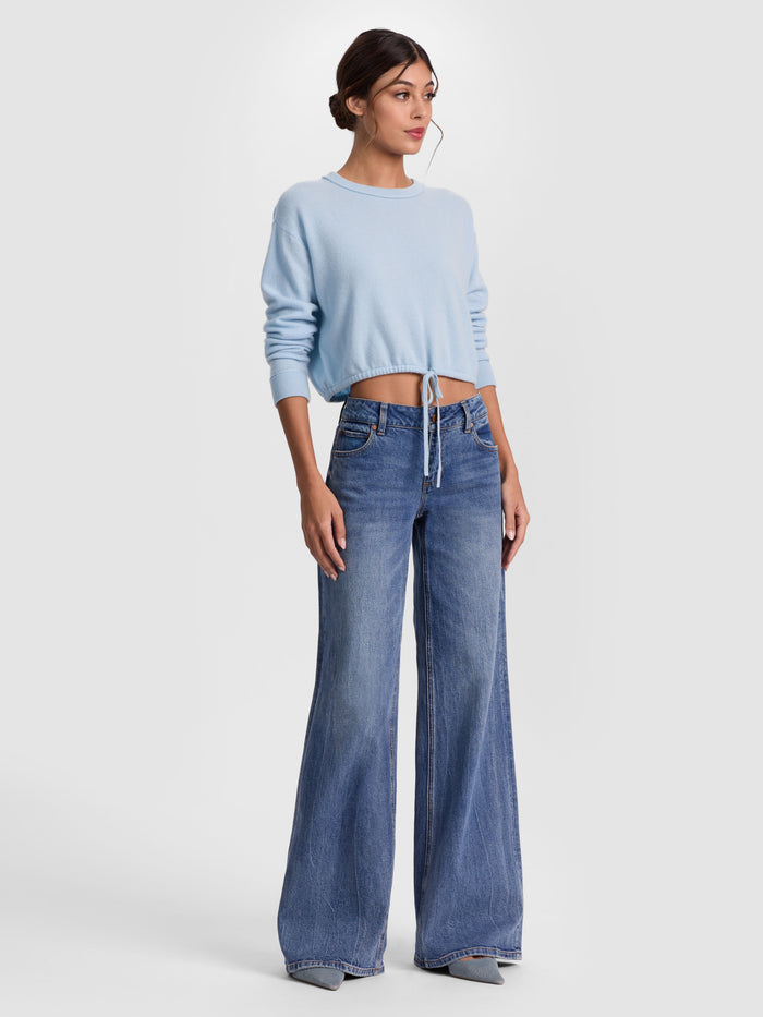 BERNETTA CROPPED CASHMERE PULLOVER - CAROLINA BLUE