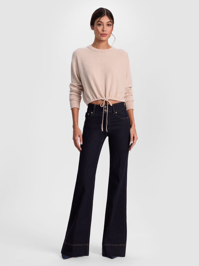BERNETTA CROPPED CASHMERE PULLOVER - OATMEAL HEATHER