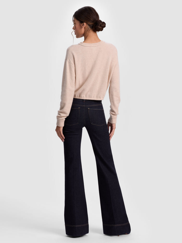 BERNETTA CROPPED CASHMERE PULLOVER - OATMEAL HEATHER