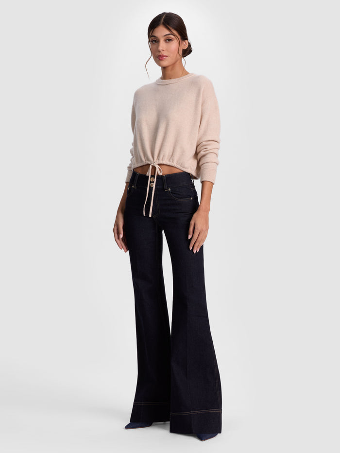 BERNETTA CROPPED CASHMERE PULLOVER - OATMEAL HEATHER