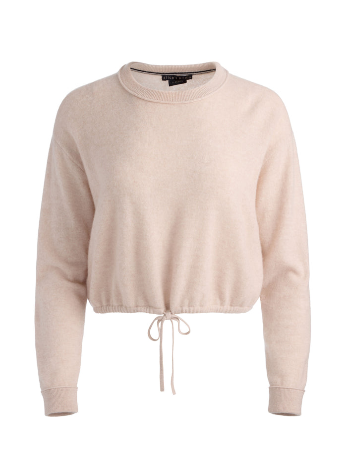 BERNETTA CROPPED CASHMERE PULLOVER - OATMEAL HEATHER