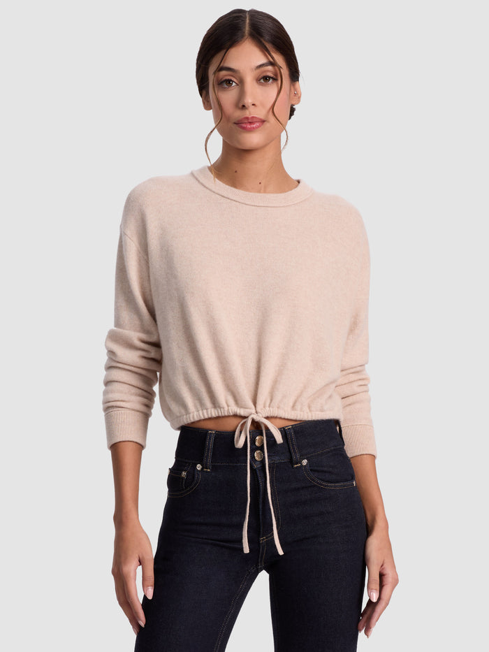 BERNETTA CROPPED CASHMERE PULLOVER - OATMEAL HEATHER