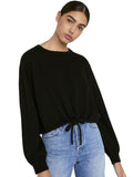BERNETTA PULLOVER WITH DRAWSTRING - BLACK