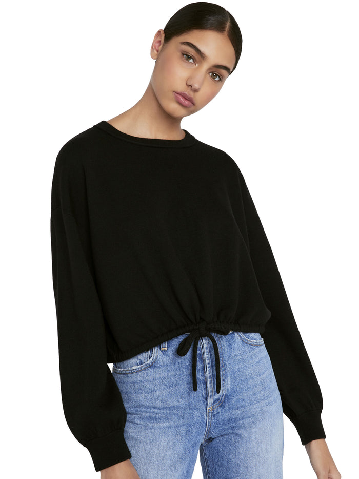 BERNETTA PULLOVER WITH DRAWSTRING - BLACK
