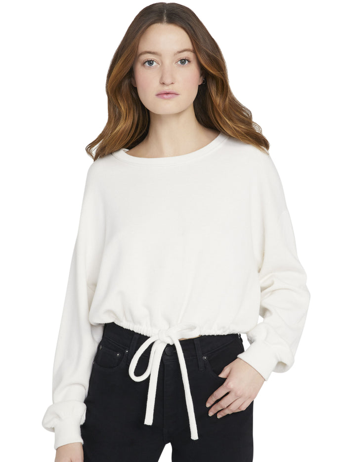 BERNETTA PULLOVER WITH DRAWSTRING - SOFT WHITE