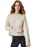 BEVAN SNAP SLEEVE PULLOVER - OATMEAL
