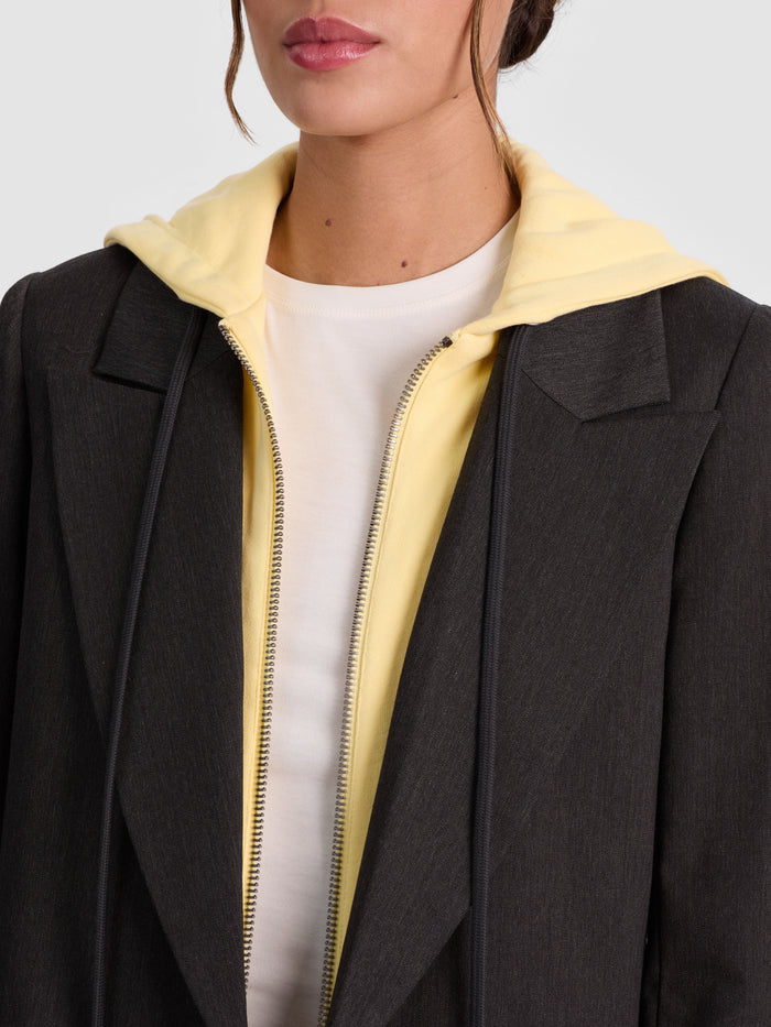 JORDAN BLAZER WITH REMOVABLE HOODIE - CHARCOAL/BUTTER