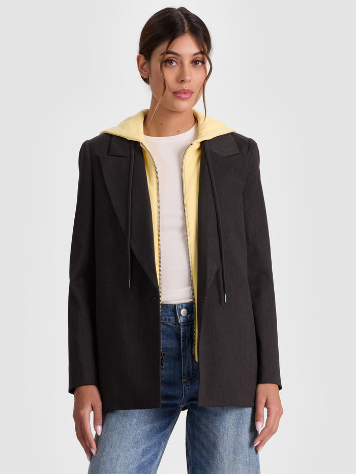 JORDAN BLAZER WITH REMOVABLE HOODIE - CHARCOAL/BUTTER