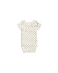Blue Ditsy Ruffle Collar Bodysuit