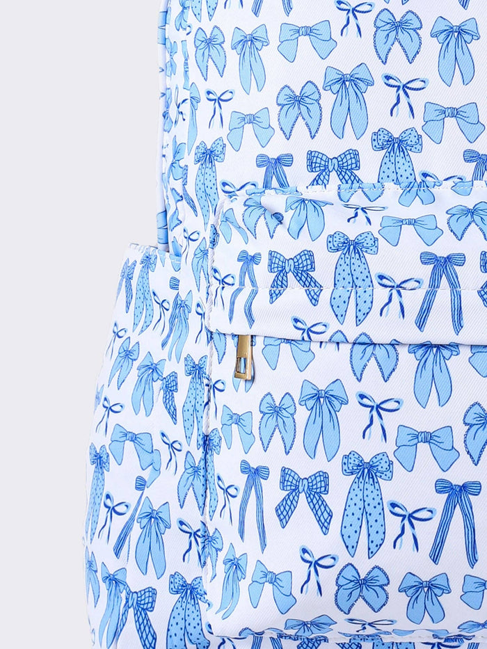 Bow Print Kids Girls Canvas Backpack
