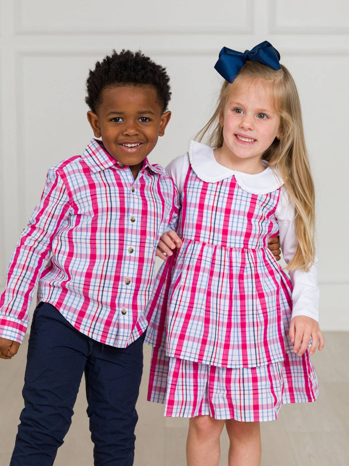 Boys Adley Plaid Long Sleeve Button Down Shirt