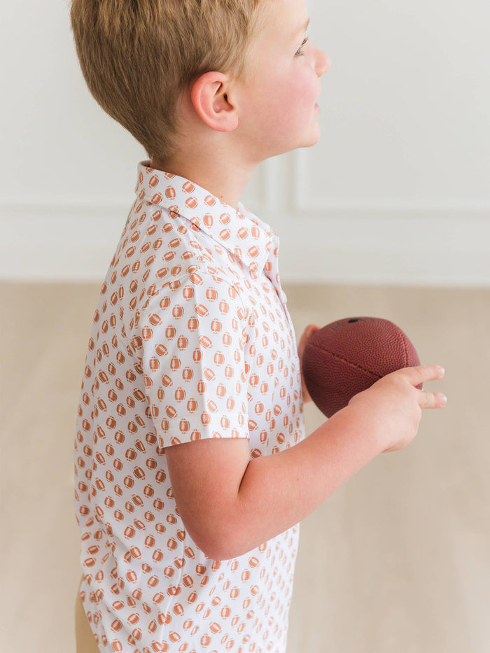 Boys Football Frenzy Knit Short Sleeve Performance Polo