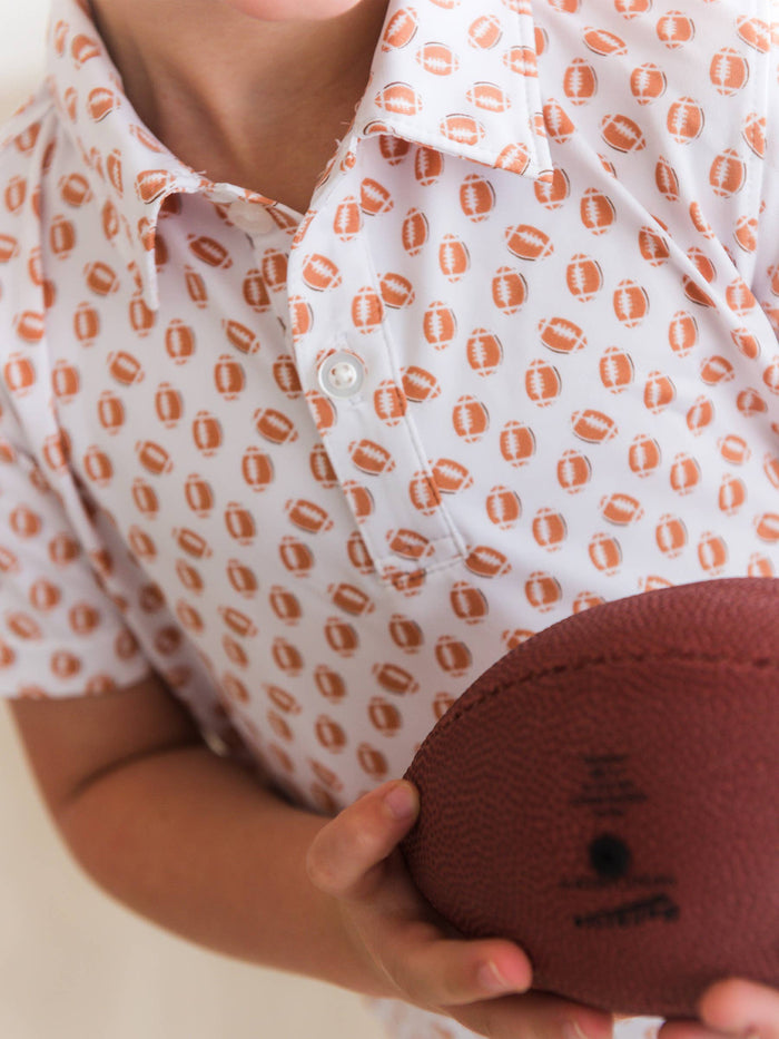 Boys Football Frenzy Knit Short Sleeve Performance Polo