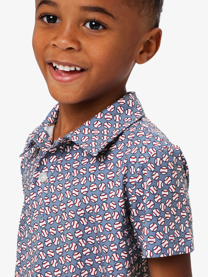 Boys Home Run Knit Short Sleeve Performance Polo