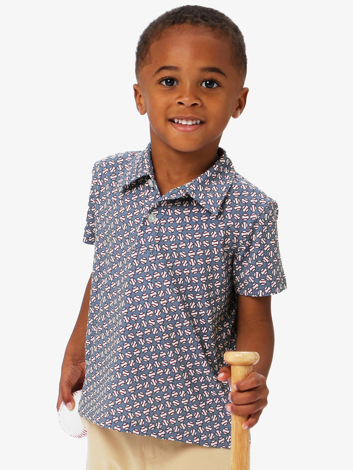 Boys Home Run Knit Short Sleeve Performance Polo