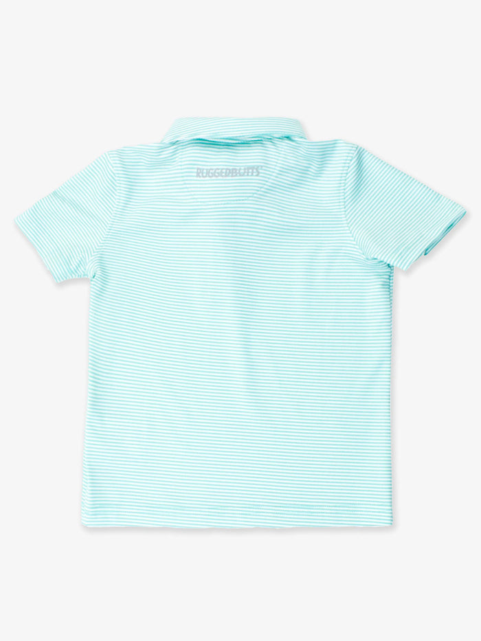 Boys Marine Green Micro Stripe Knit Short Sleeve Performance Polo