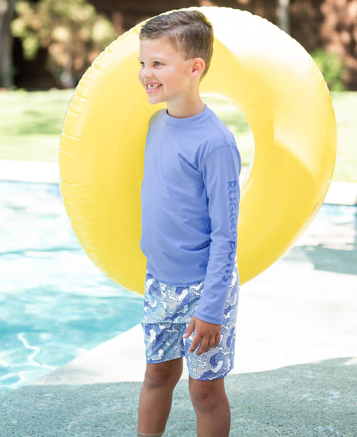 Boys Periwinkle Blue Long Sleeve Logo Rash Guard