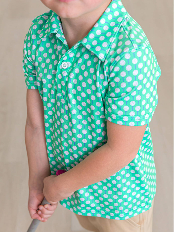 Boys Tiny Tee Time Golf Knit Short Sleeve Performance Polo